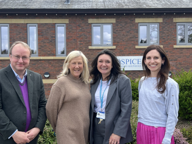 Aphra Brandreth with local councillor and team from Hospice of the Good Shepherd